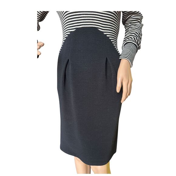 American Vintage Chetta B black white stripped wool fitted midi dress size small - Picture 7 of 16